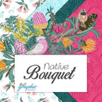 Native Bouquet Australian wildflowers birds pink teal yellow fabric collection for quilts and patchwork projects
