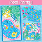 Pool Party summer fabrics swimming pool watermelon palm leaves floaties for kids' quilts and beach bags