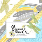 Shimmer & Shine by Kanvas Studio pearlescent quilting fabric collection dragonflies dandelions daisies yellow grey turquoise