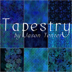 Tapestry collection by Jason Yenter In The Beginning Fabrics blue teal quilting fabric range