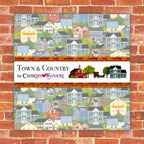 Town and Country collection Charles Wysocki houses farm neighbourhood scene fabric for quilts and home décor projects