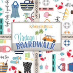 Vintage Boardwalk quilting fabric collection by KimberBell Designs for Maywood Studio — retro beach novelty prints