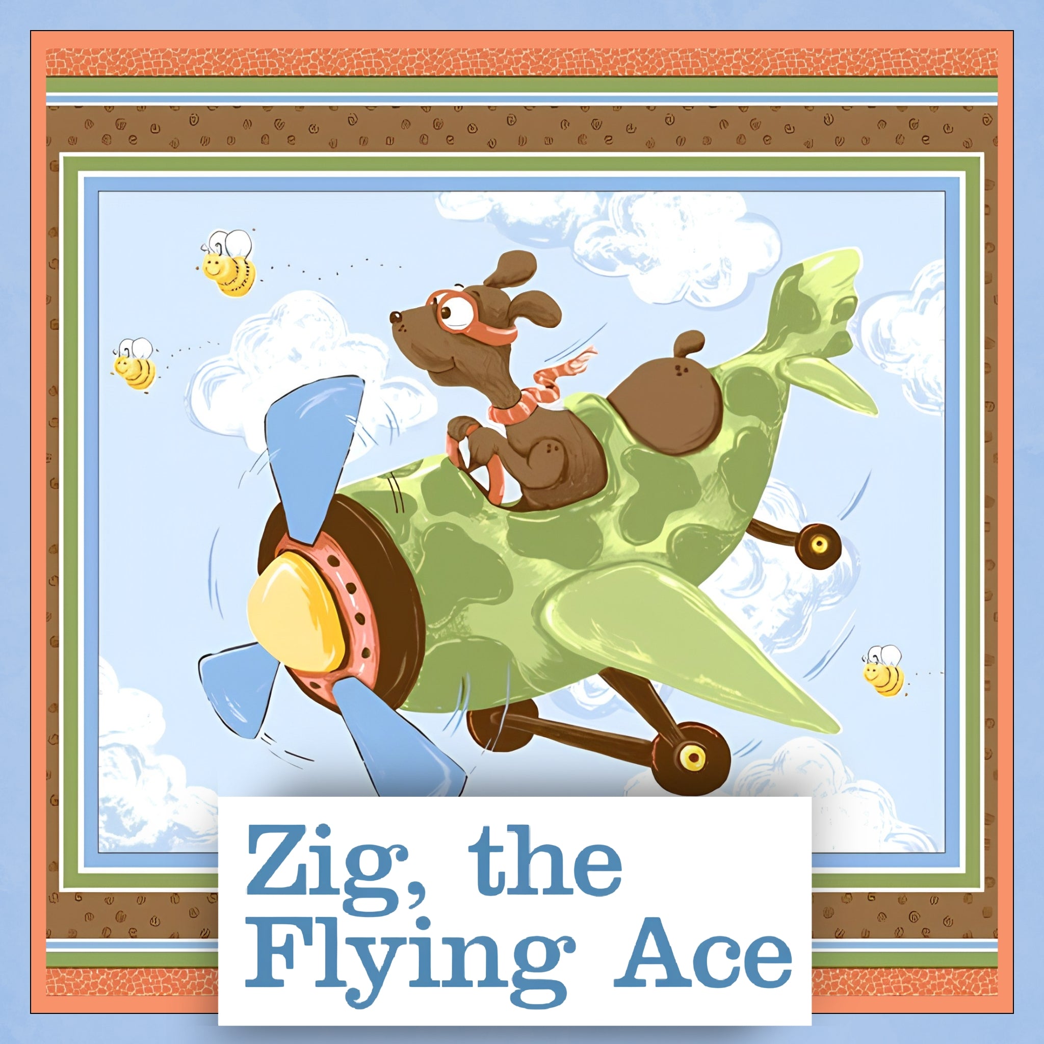 Zig the Flying Ace dog novelty kids quilting fabric collection boys quilts children's aviation sewing projects Susybee