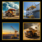Construction machinery panel yellow front loaders dump trucks tower cranes excavators fabric for boys' quilts