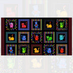 Novelty cool cats multi-colour black panel fabric for cat quilts cushions wall hangings and cat lover gifts Loralie Harris Designs