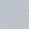 Small white daisies black centres scattered on soft blue-grey background floral blender quilting fabric for baby quilts patchwork tote bags and children's sewing