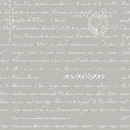 Vintage French postcard text grey fabric with Parisian script for travel quilts, bags and patchwork sewing projects
