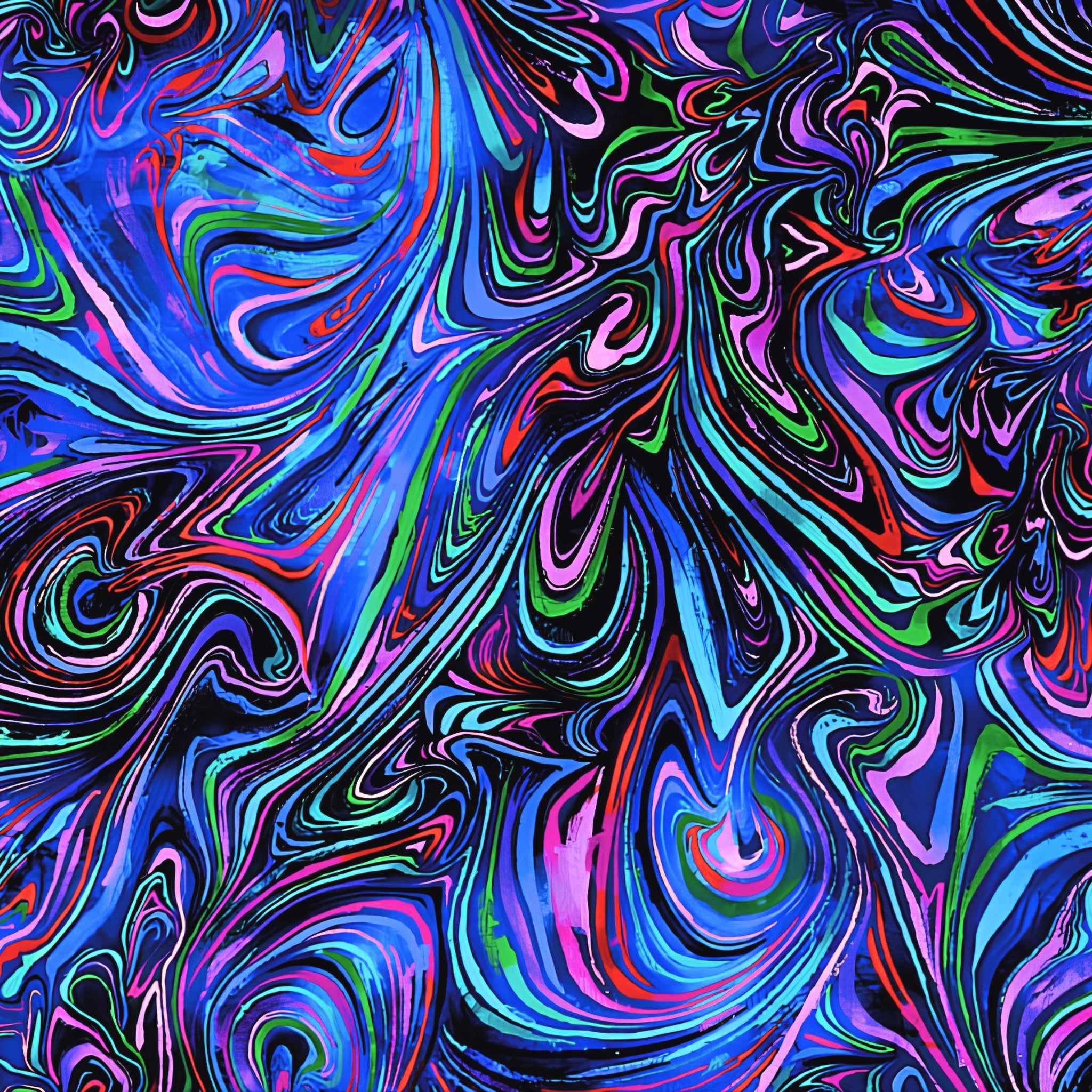 Marbled swirl digital print purple magenta turquoise lime green psychedelic blender fabric for feature quilts bags and bold patchwork sewing projects