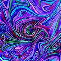 Marbled swirl digital print purple magenta turquoise lime green psychedelic blender fabric for feature quilts bags and bold patchwork sewing projects
