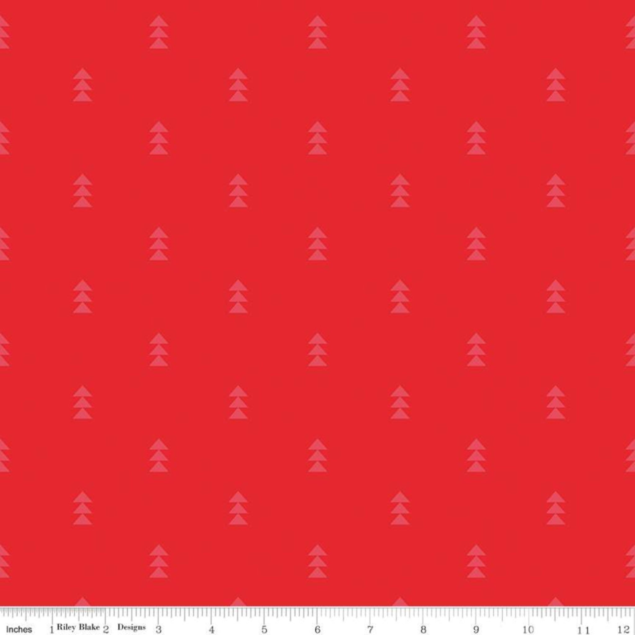 Tonal stacked triangles geometric red blender quilting fabric for feature blocks directional borders and Christmas quilts