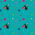 Novelty black bee silhouettes rainbow geometric wings multicolour hexagons turquoise fabric for kids quilts and novelty patchwork projects