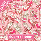 Retro sneakers pink magenta cream fabric for children's quilts bags sporty themed patchwork sewing projects