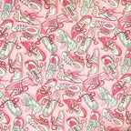 Retro sneakers pink magenta cream fabric for children's quilts bags sporty themed patchwork sewing projects