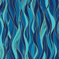 Azure blue and navy wave stripe fabric with gold metallic lines