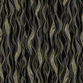 Black and charcoal gray wave stripe fabric with gold metallic lines