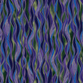 Purple, green and blue wave stripe fabric with gold metallic lines