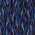 Blue, navy and black wave stripe fabric with gold metallic lines