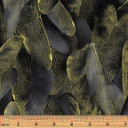 Black and charcoal gray quilting fabric with a pattern of metallic gold dragonfly wings