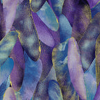 Blue and violet quilting fabric with a pattern of metallic gold dragonfly wings