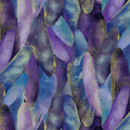 Blue and violet quilting fabric with a pattern of metallic gold dragonfly wings