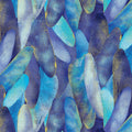 Cobalt blue and turquoise quilting fabric with a pattern of metallic gold dragonfly wings