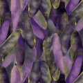 Deep purple and violet quilting fabric with a pattern of metallic gold dragonfly wings