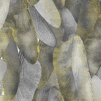 Dove gray and charcoal quilting fabric with a pattern of metallic gold dragonfly wings
