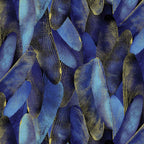Navy and deep blue quilting fabric with a pattern of metallic gold dragonfly wings