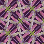 Plum purple, pink, and lime green geometric fabric with a dragonfly pinwheel design