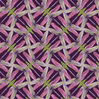 Plum purple, pink, and lime green geometric fabric with a dragonfly pinwheel design