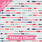 Colourful oars paddles navy red teal grey rows white background fabric for kids quilts boys nautical beach coastal patchwork projects
