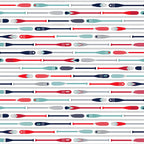 Colourful oars paddles navy red teal grey rows white background fabric for kids quilts boys nautical beach coastal patchwork projects
