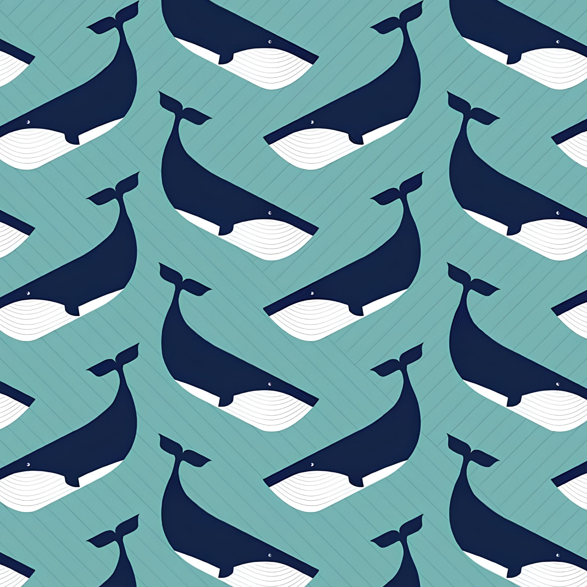 Large navy whale chevron interlocking pattern teal background fabric for kids quilts boys nautical coastal beach patchwork projects