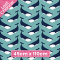 Large navy whale chevron interlocking pattern teal background fabric for kids quilts boys nautical coastal beach patchwork projects