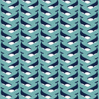 Large navy whale chevron interlocking pattern teal background fabric for kids quilts boys nautical coastal beach patchwork projects