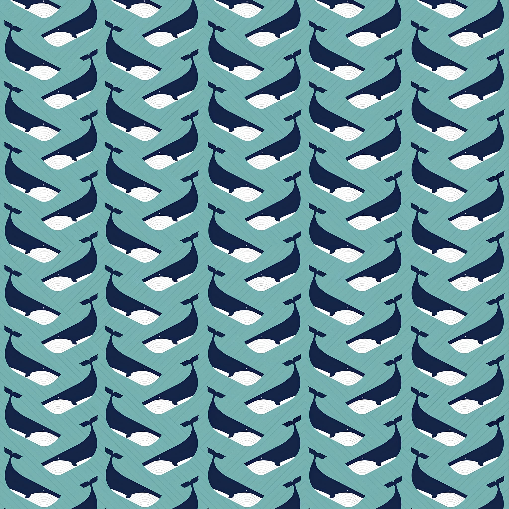 Large navy whale chevron interlocking pattern teal background fabric for kids quilts boys nautical coastal beach patchwork projects