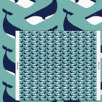 Large navy whale chevron interlocking pattern teal background fabric for kids quilts boys nautical coastal beach patchwork projects