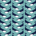 Large navy whale chevron interlocking pattern teal background fabric for kids quilts boys nautical coastal beach patchwork projects