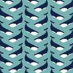 Large navy whale chevron interlocking pattern teal background fabric for kids quilts boys nautical coastal beach patchwork projects