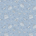 Fashion accessories handbags stilettos sunglasses bows lipstick cameras watches rings tone-on-tone blue novelty quilting fabric for race day quilts tote bags and pouches