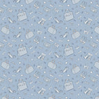 Fashion accessories handbags stilettos sunglasses bows lipstick cameras watches rings tone-on-tone blue novelty quilting fabric for race day quilts tote bags and pouches