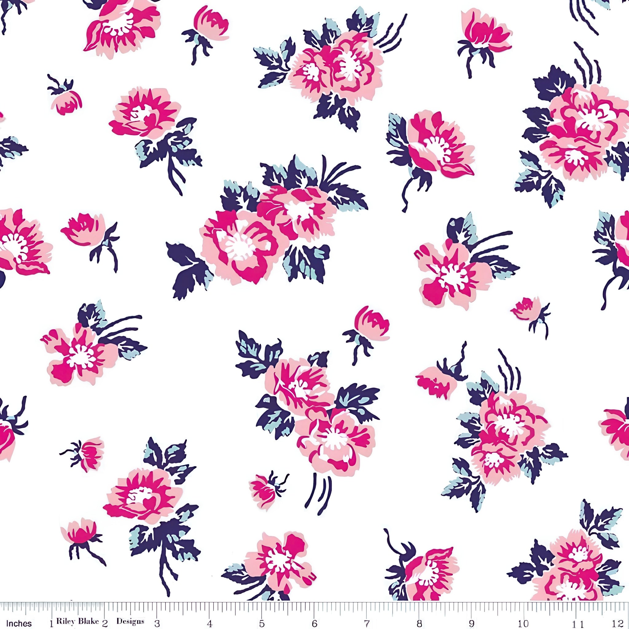 Bold vintage roses hot pink blush navy foliage white background floral quilting fabric for rose quilts cushions tote bags race day sewing and dressmaking
