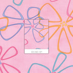 Me and My Sister abstract flower outlines pink orange blue fabric for modern quilts and contemporary patchwork sewing projects