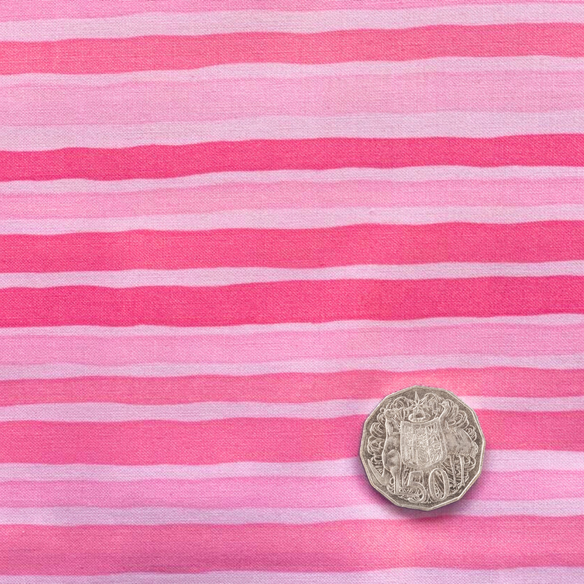 Me and My Sister candy stripes pink fabric for modern quilts and contemporary patchwork sewing projects