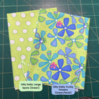 Me and My Sister Dilly Dally retro funky flowers large spots green yellow fabric for children's quilts and patchwork