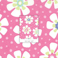 Me and My Sister white flowers hot pink fabric for modern quilts and contemporary patchwork sewing projects