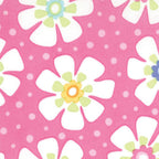 Me and My Sister white flowers hot pink fabric for modern quilts and contemporary patchwork sewing projects