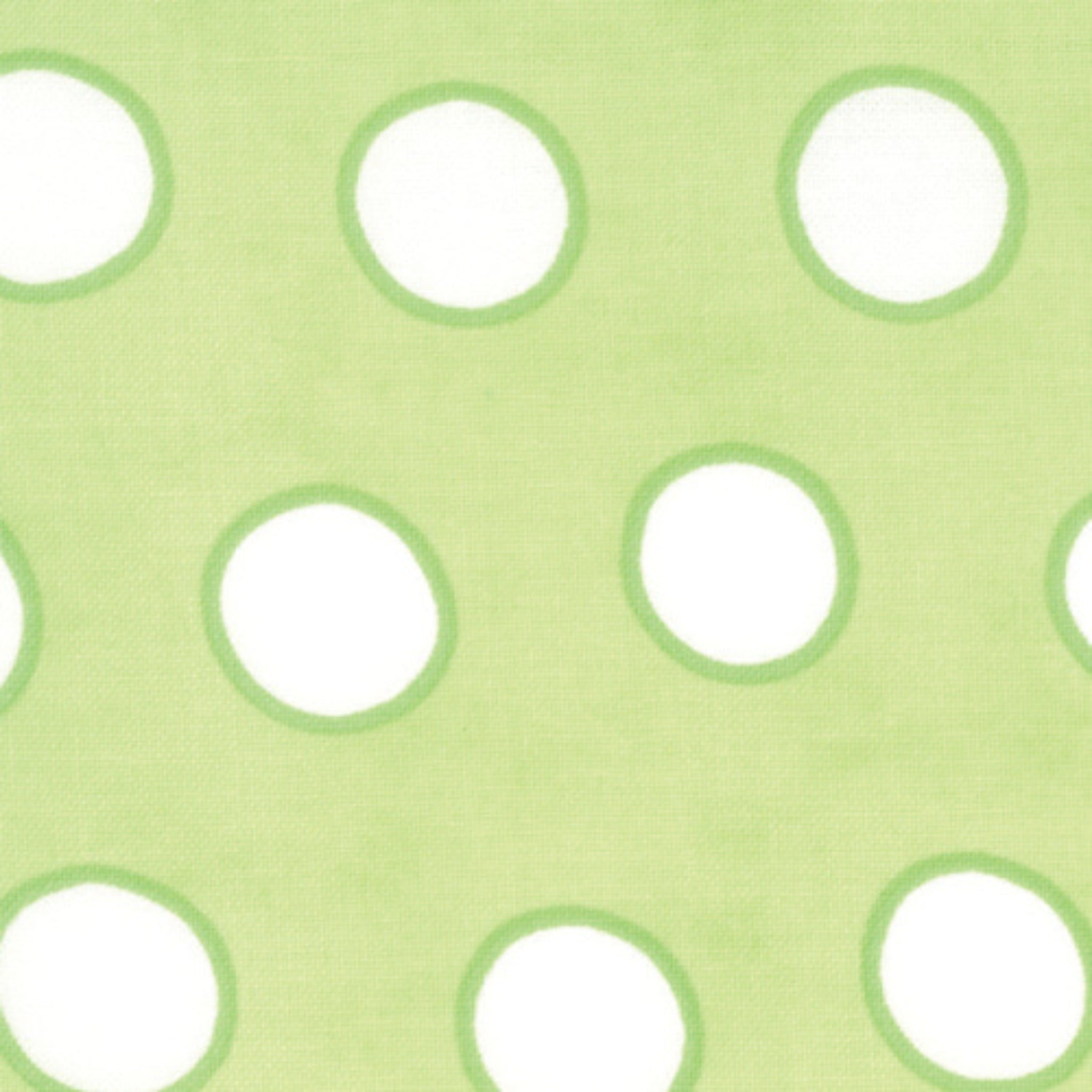 Me and My Sister large white spots green fabric for modern quilts and contemporary patchwork sewing projects