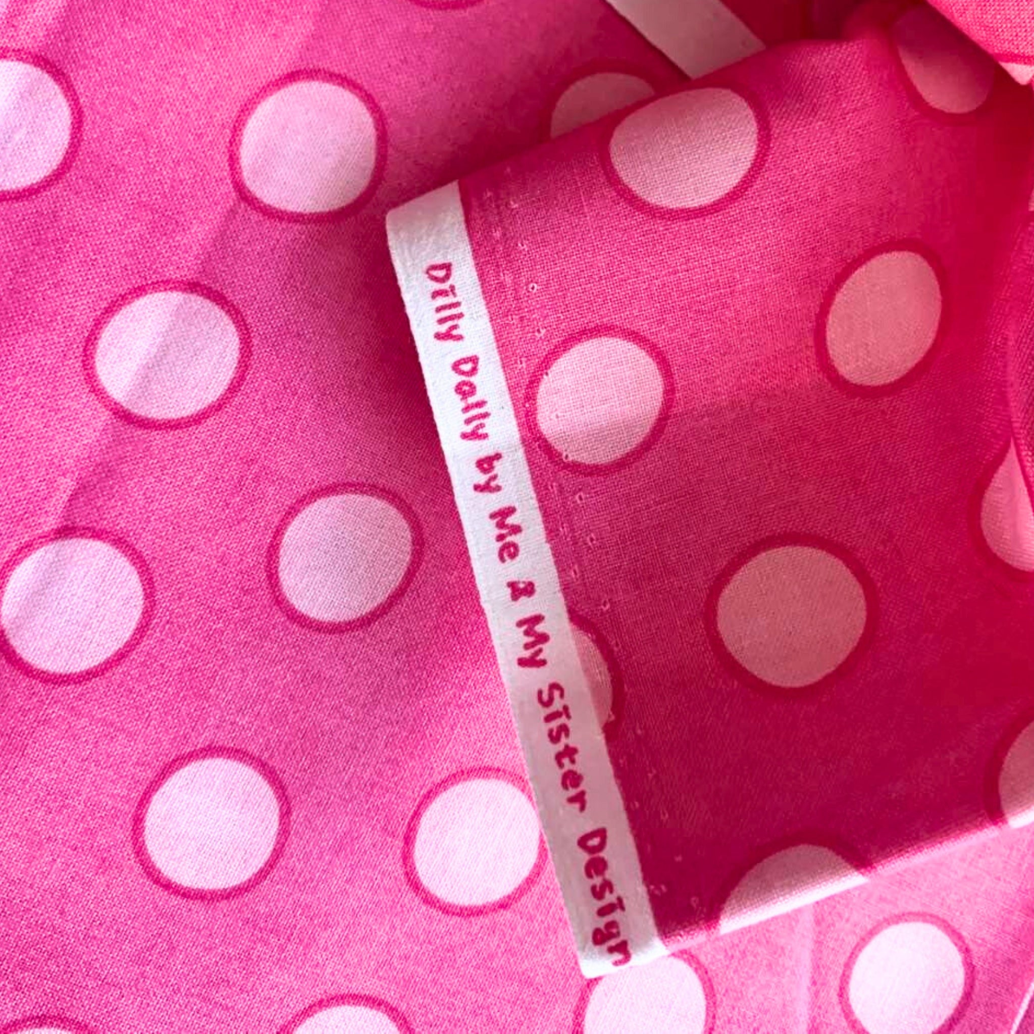 Me and My Sister large pink spots hot pink fabric for baby quilts and patchwork sewing projects