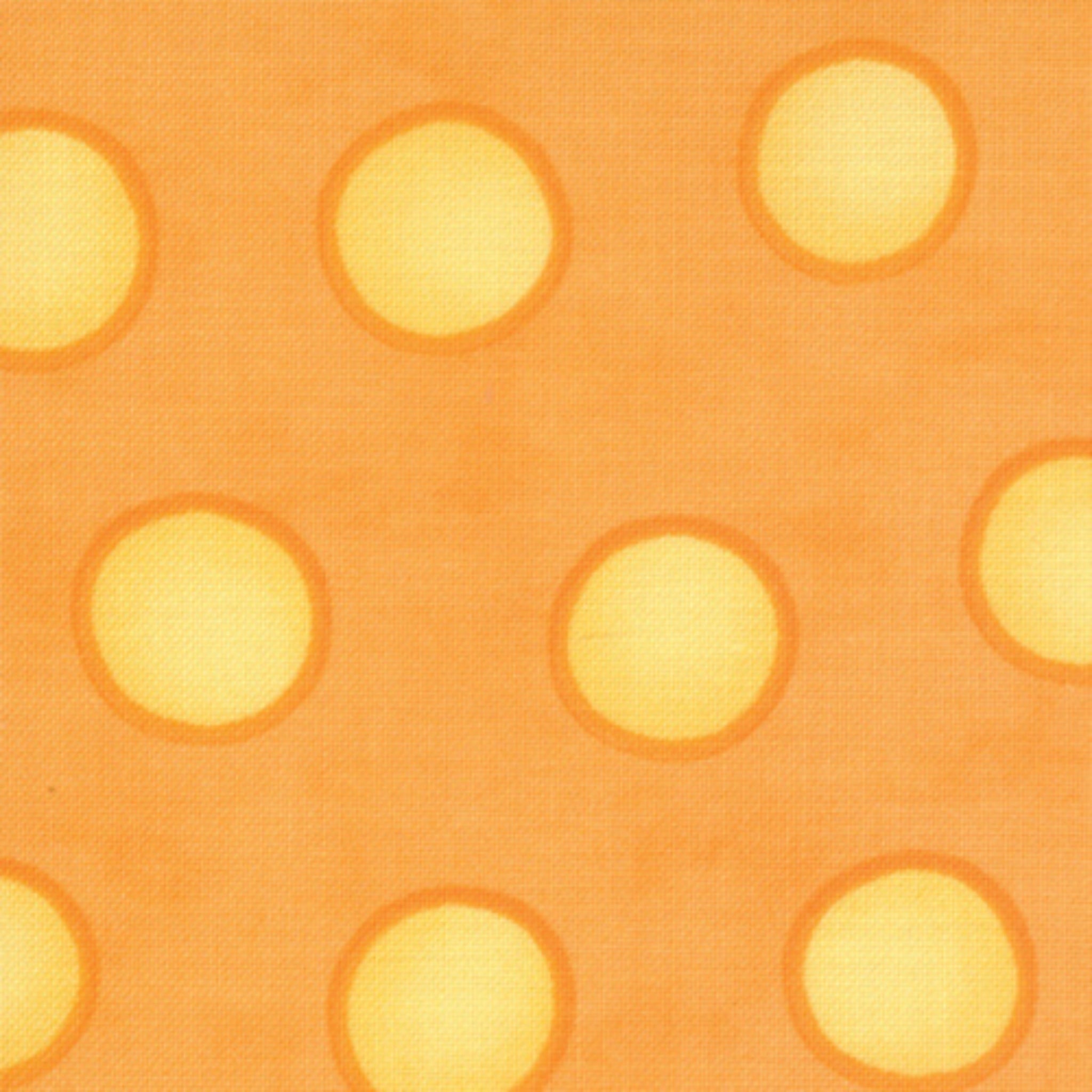 Me and My Sister large yellow spots orange fabric for autumn quilts and contemporary patchwork sewing projects